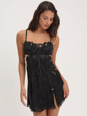 Blissful Blooms Slip Dress — Black