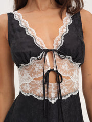 Bluebird Jacquard Mini Slip Dress — Black