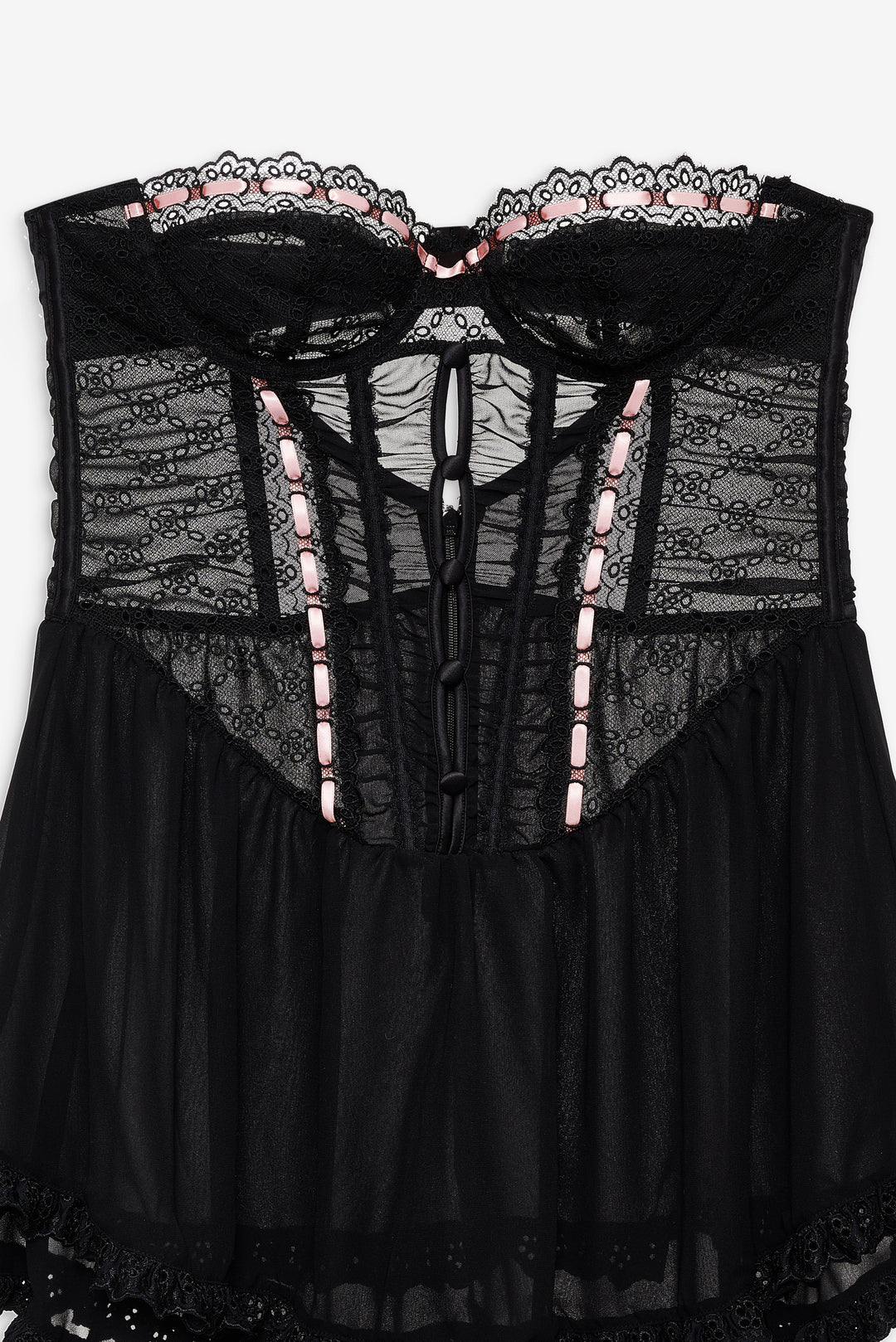 Elena Eyelet Slip Dress — Black