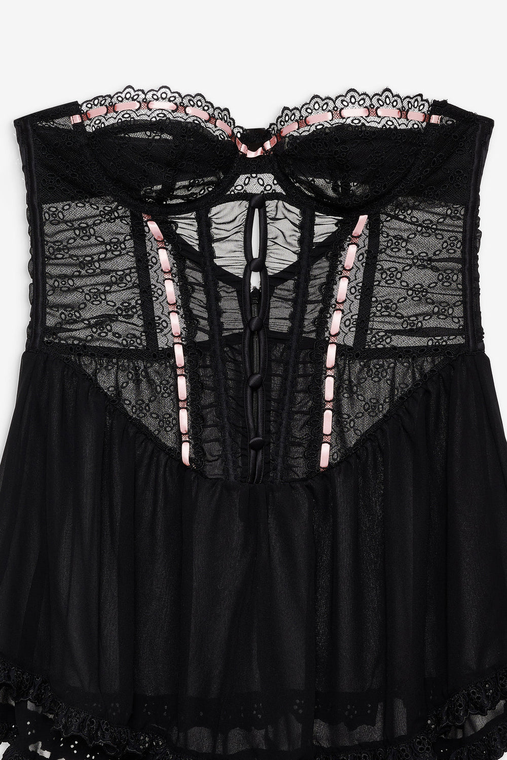 Elena Eyelet Slip Dress — Black