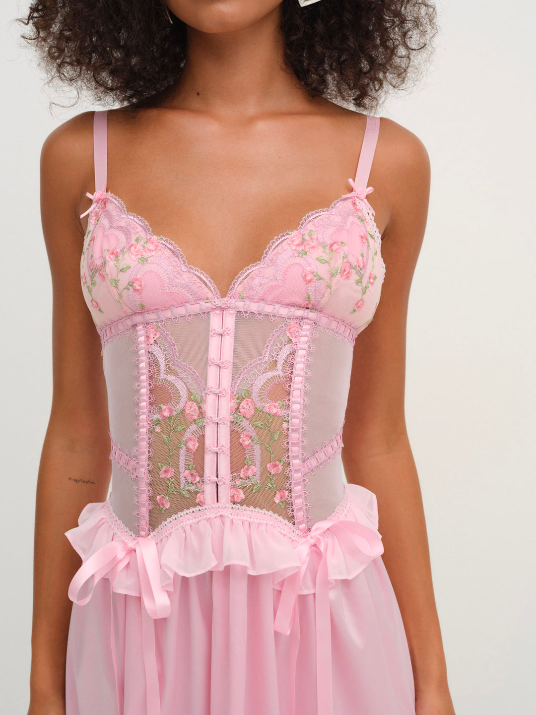 Ily Embroidered Slip Dress — Pink