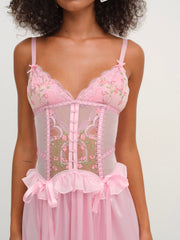 Ily Embroidered Slip Dress — Pink