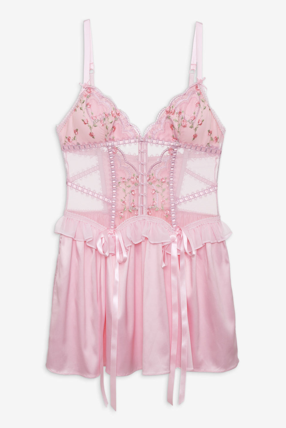 Ily Embroidered Slip Dress — Pink