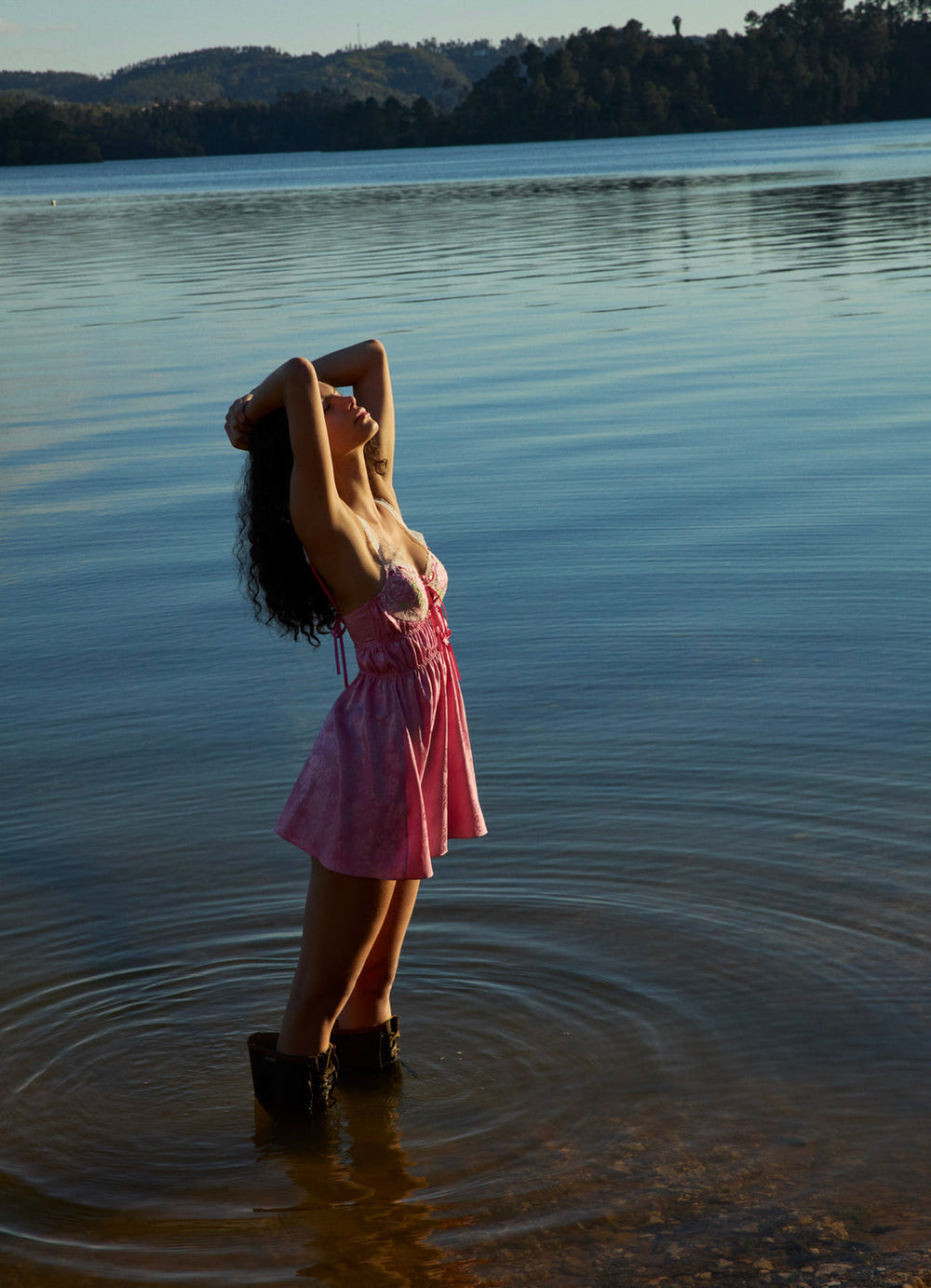 Rose Milk Eyelet Slip Dress — Pink