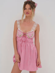 Rose Milk Eyelet Slip Dress — Pink