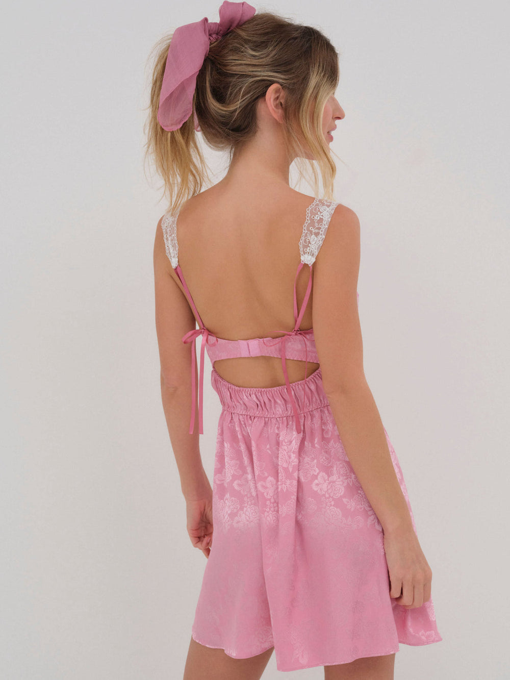 Rose Milk Eyelet Slip Dress — Pink