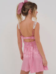 Rose Milk Eyelet Slip Dress — Pink