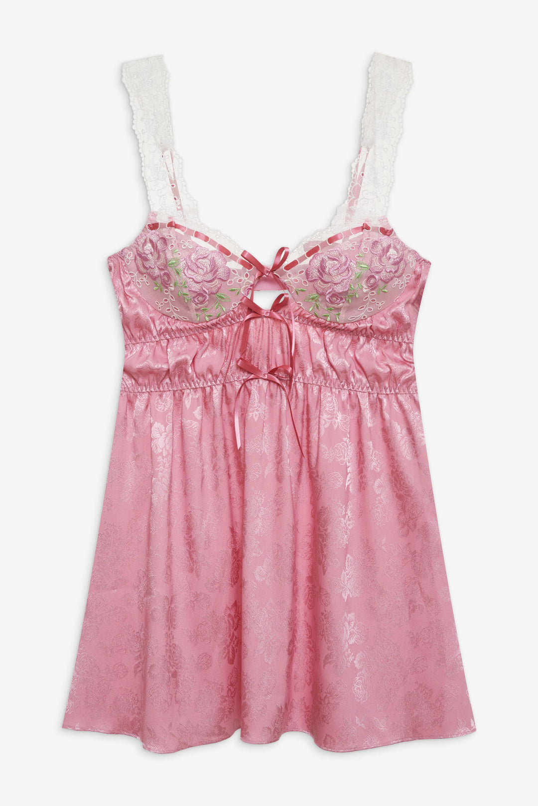 Rose Milk Eyelet Slip Dress — Pink