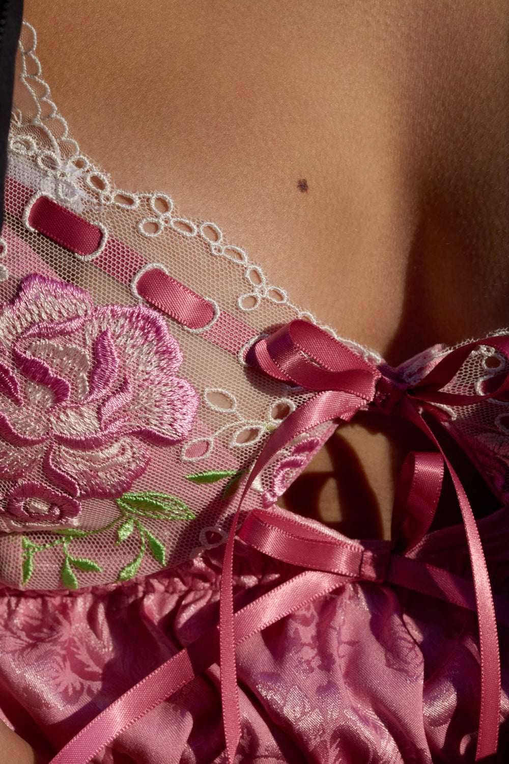 Rose Milk Eyelet Slip Dress — Pink