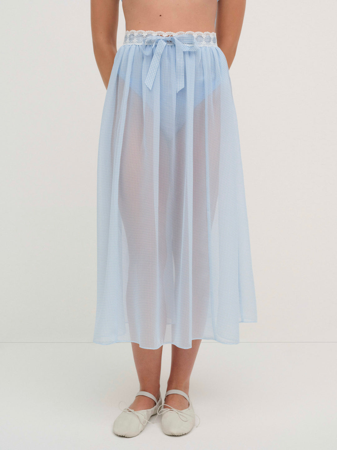 Dainty Doily Midi Skirt — Blue