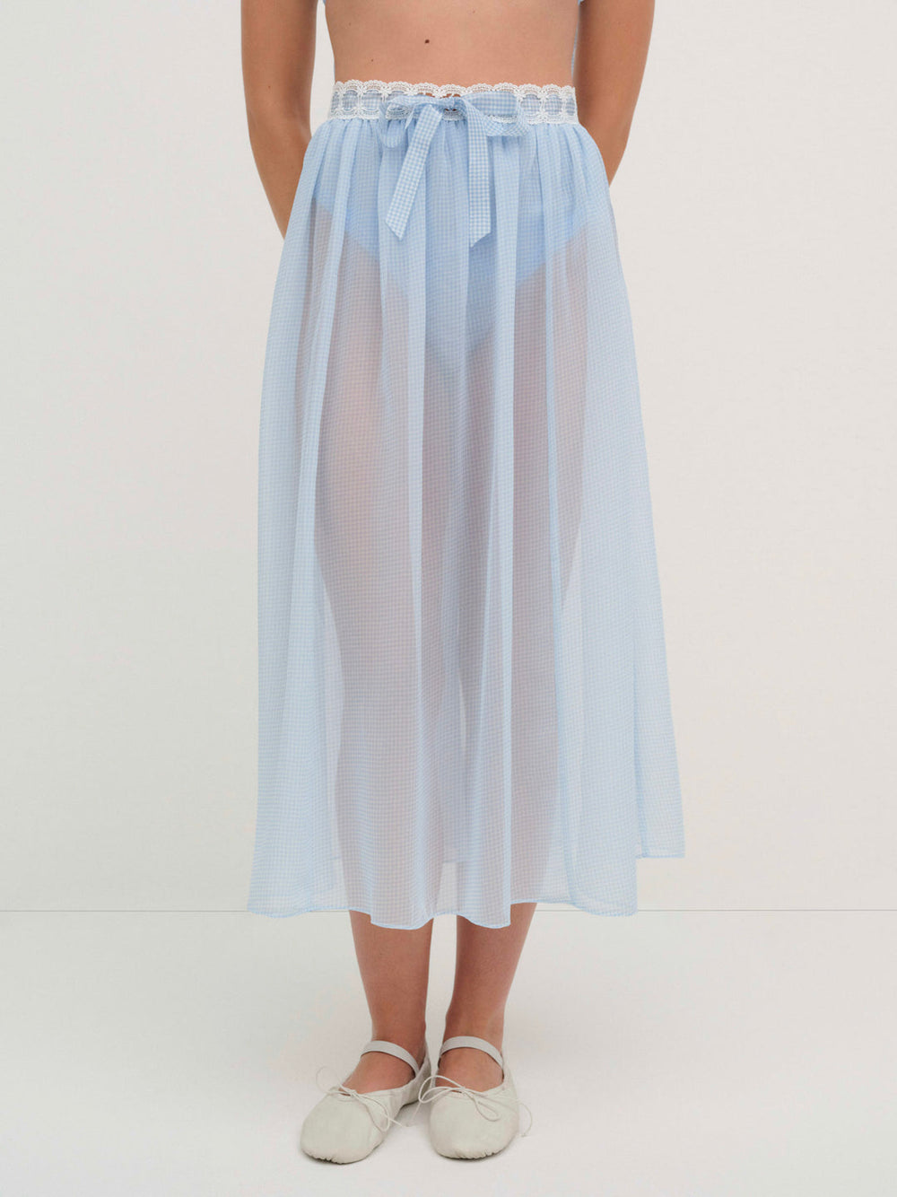 Dainty Doily Midi Skirt — Blue