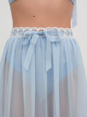 Dainty Doily Midi Skirt — Blue