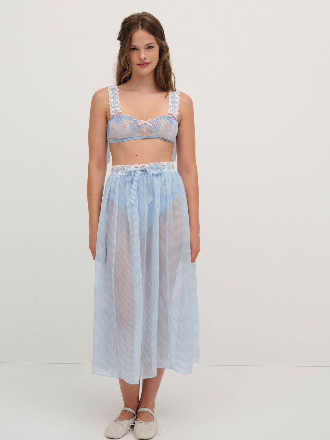 Dainty Doily Midi Skirt — Blue