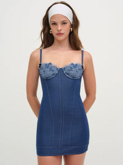 Denim Hearts Slip Dress — Blue