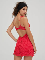 Creamsicle Lace Slip Dress — Red