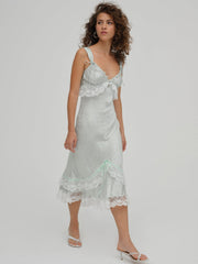 Mint Twist Jacquard Midi Slip Dress — Mint