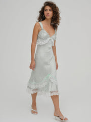 Mint Twist Jacquard Midi Slip Dress — Mint