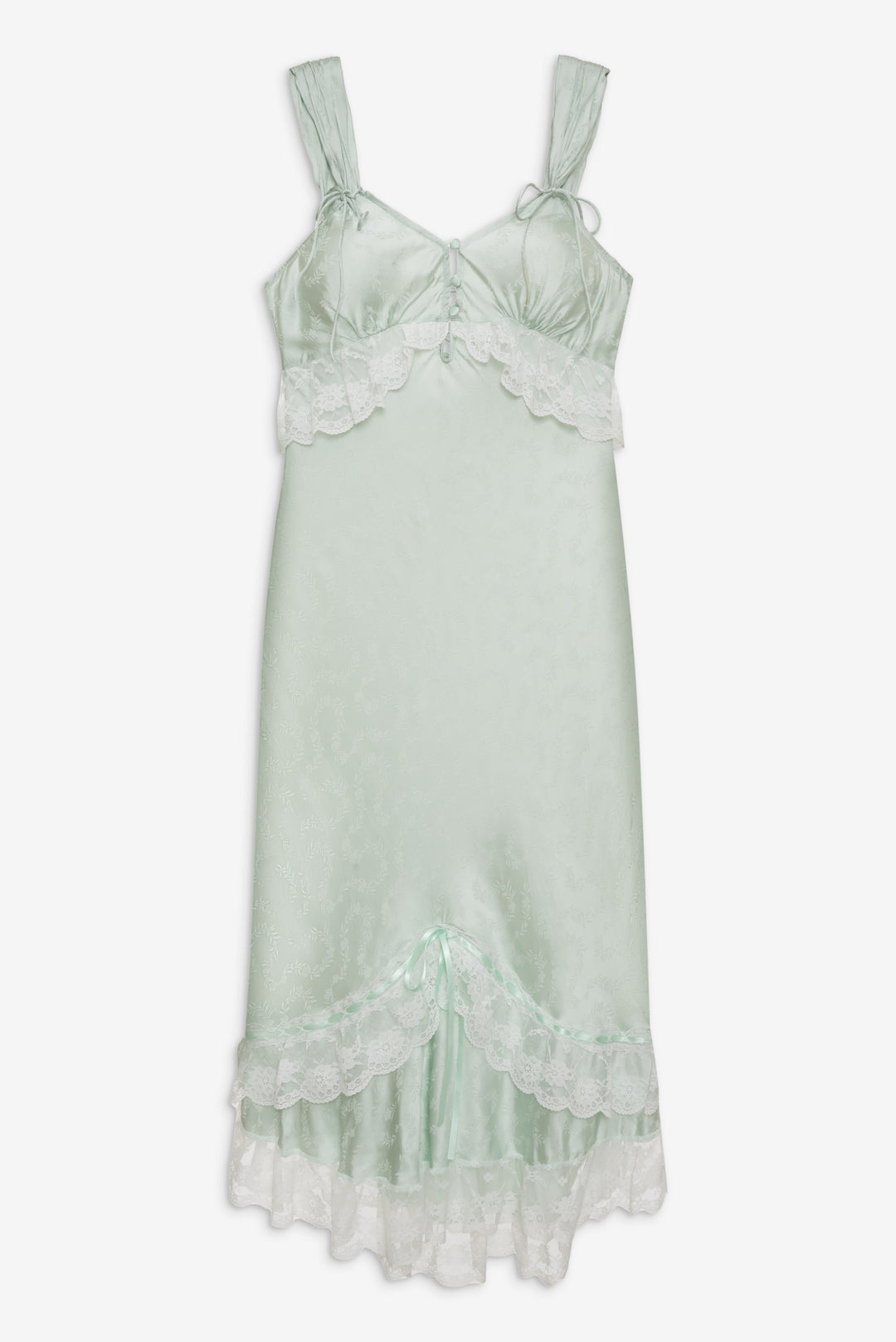 Mint Twist Jacquard Midi Slip Dress — Mint
