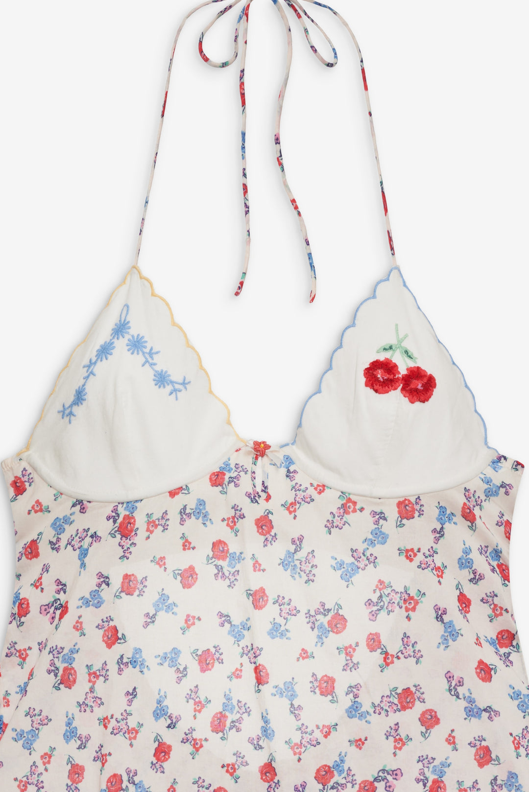 Forget Me Not Embroidery Slip Dress — White