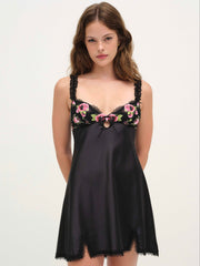 Love Garden Slip Dress — Black