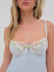 Gingham Rose Slip Dress — Blue