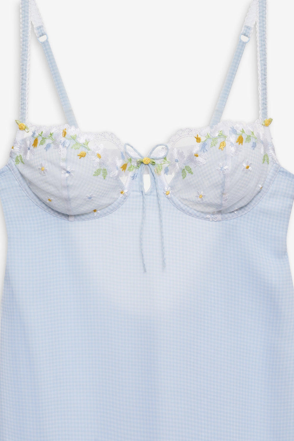 Gingham Rose Slip Dress — Blue