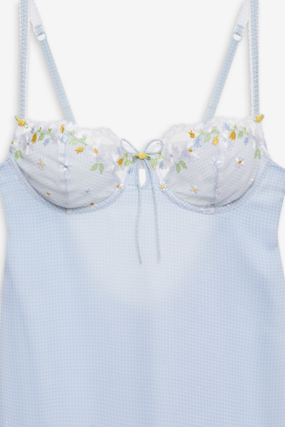 Gingham Rose Slip Dress — Blue
