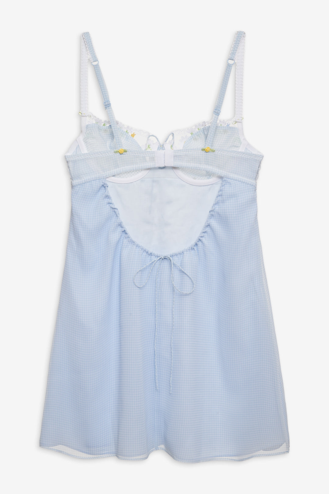 Gingham Rose Slip Dress — Blue