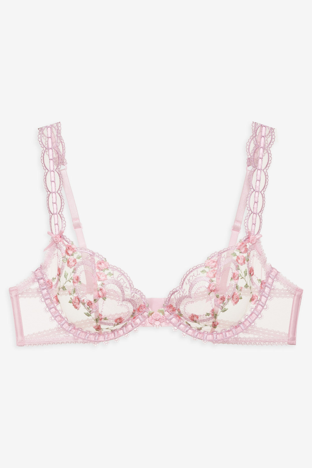 Ily Embroidered Underwire Bra — Pink