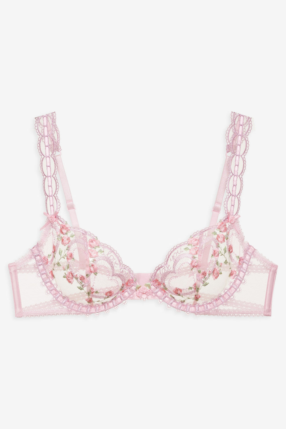 Ily Embroidered Underwire Bra — Pink