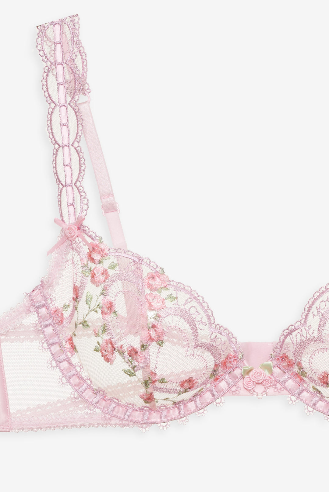 Ily Embroidered Underwire Bra — Pink