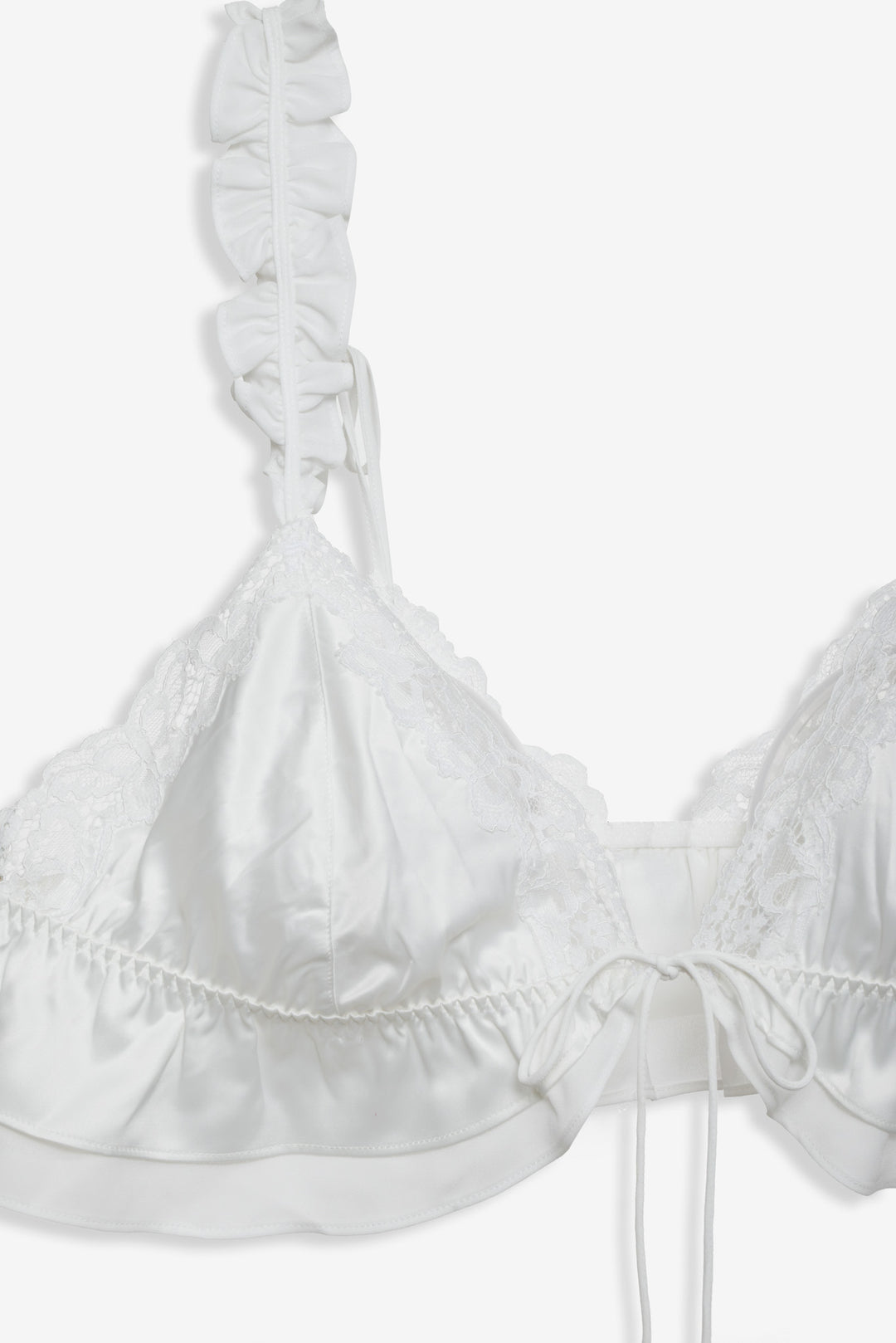 Butterfly Lace Ruffle Bralette — White