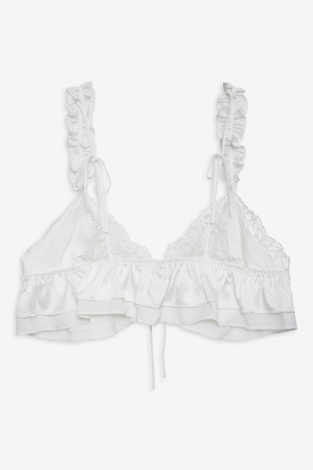 Butterfly Lace Ruffle Bralette — White