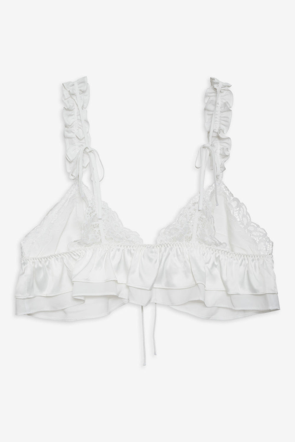 Butterfly Lace Ruffle Bralette — White