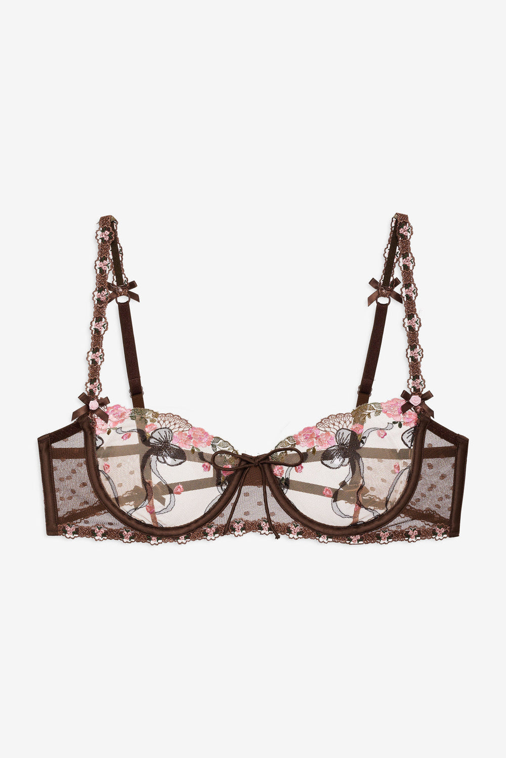 Runaway Bows Underwire Bra — Brown
