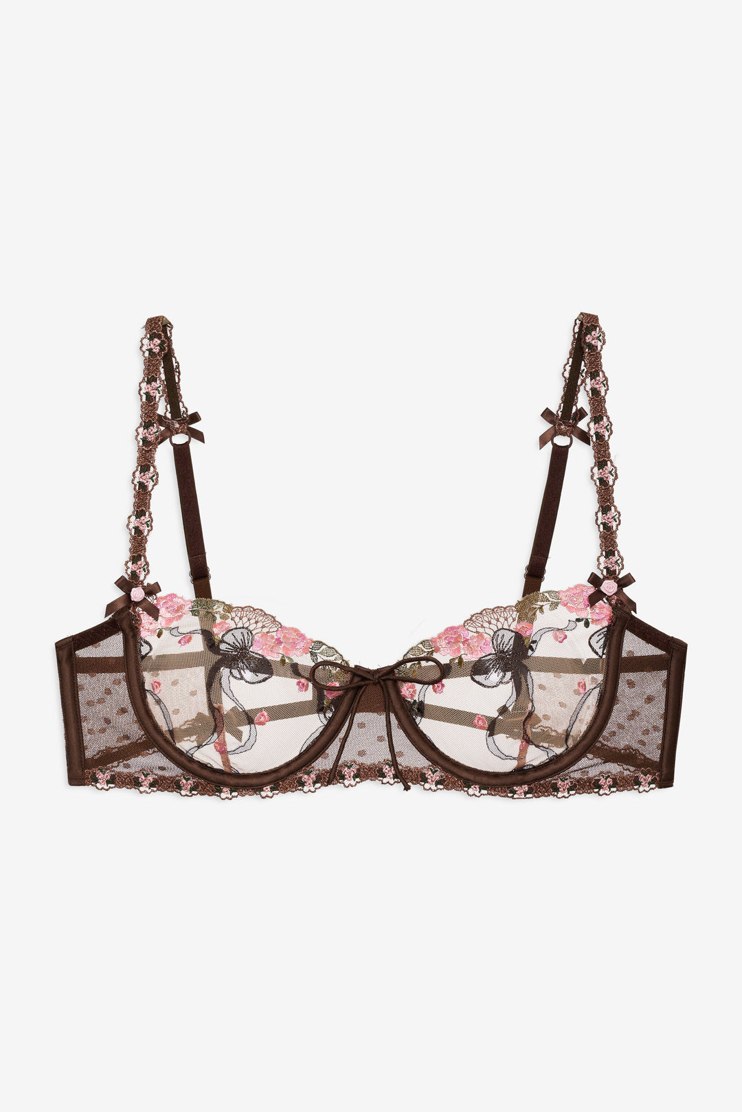 Runaway Bows Underwire Bra — Brown