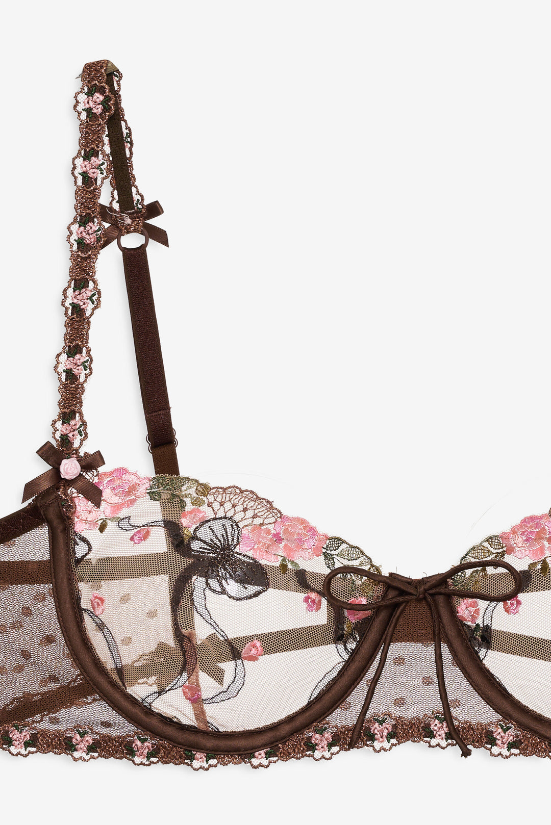 Runaway Bows Underwire Bra — Brown