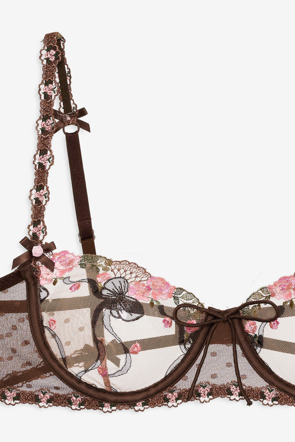 Runaway Bows Underwire Bra — Brown