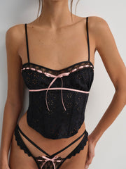 Elena Eyelet Bustier — Black