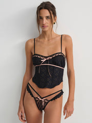 Elena Eyelet Bustier — Black