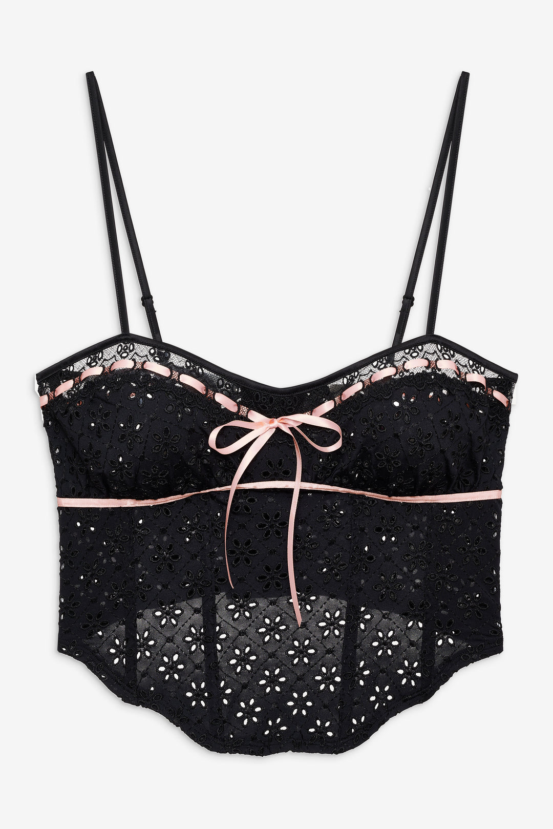 Elena Eyelet Bustier — Black