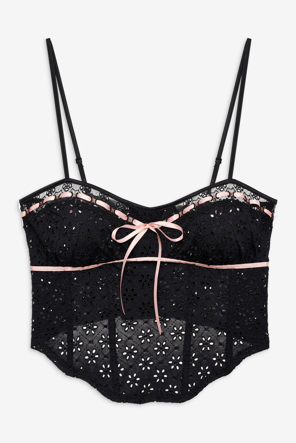 Elena Eyelet Bustier — Black
