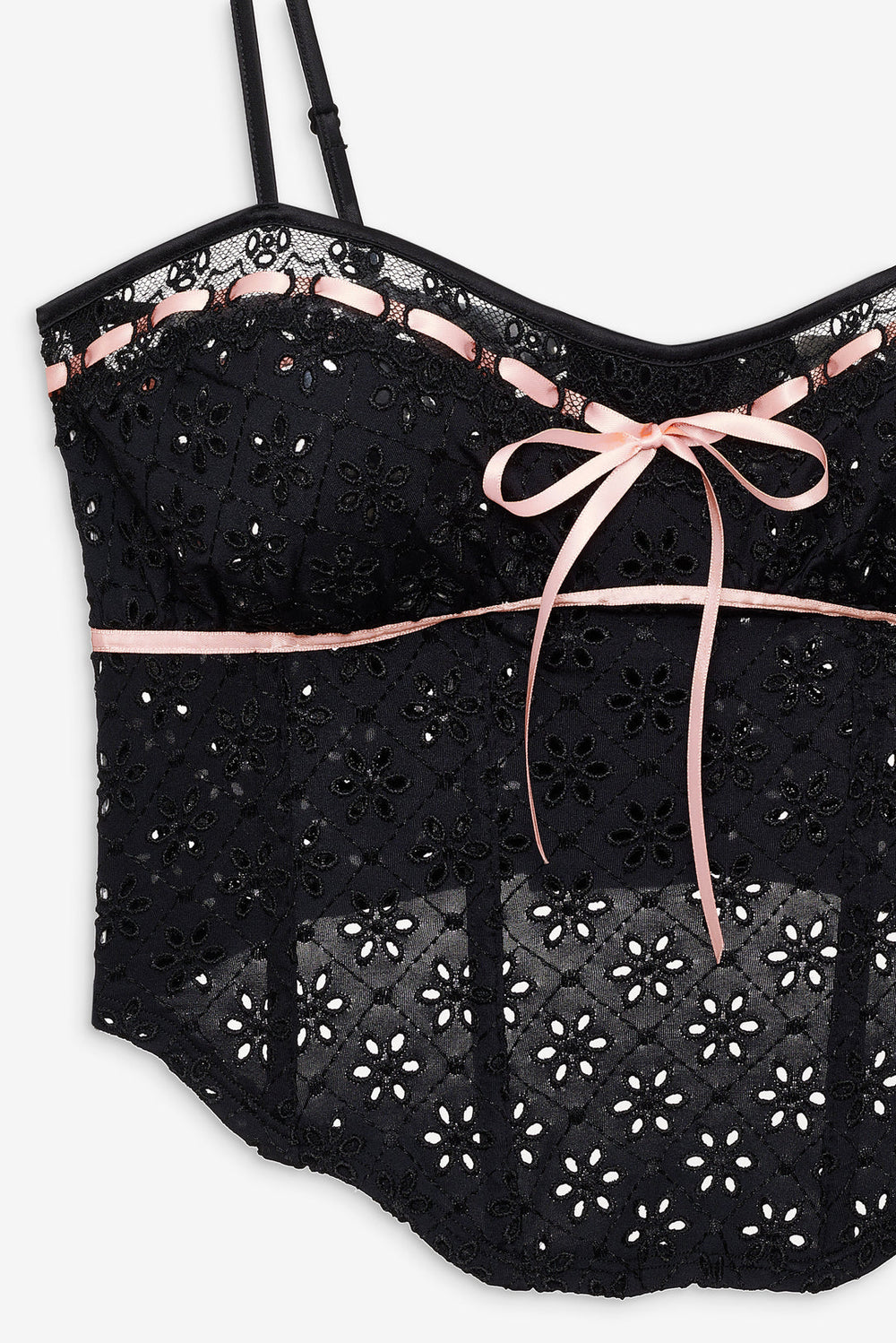 Elena Eyelet Bustier — Black