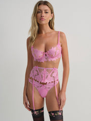 Maye Embroidered Underwire Bra — Pink