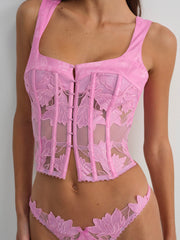 Maye Embroidered Bustier — Pink