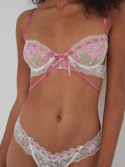 Rose Milk Eyelet Underwire Bra — Pink