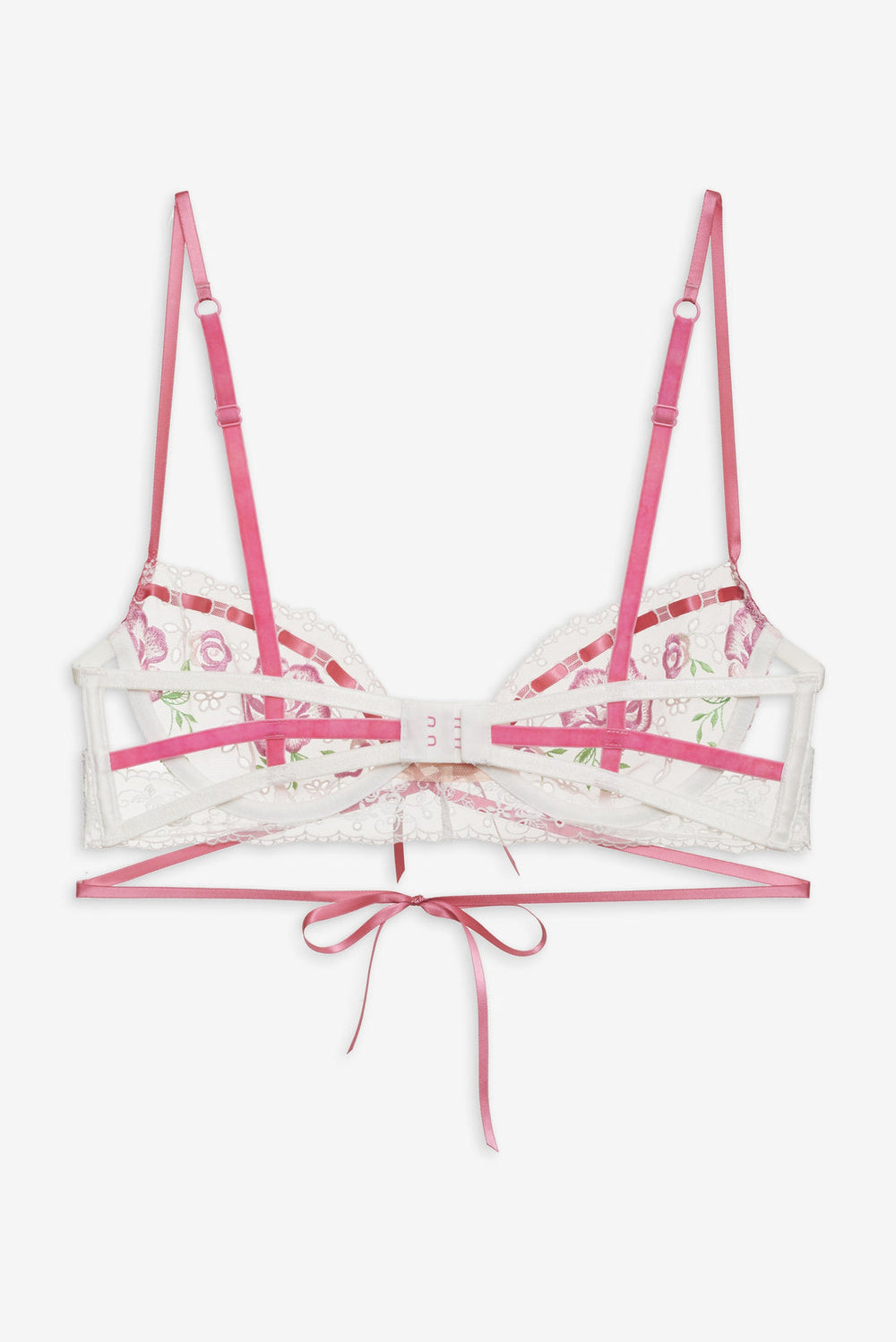 Rose Milk Eyelet Underwire Bra — Pink