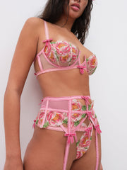 Needle Point Roses Underwire Bra — Pink