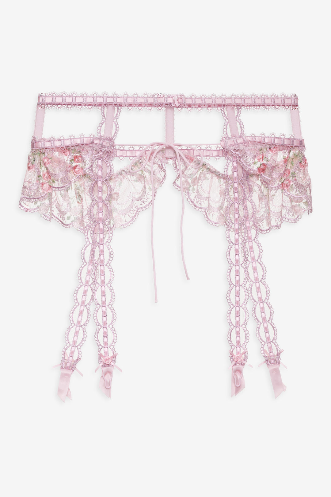 Ily Embroidered Garter Belt — Pink