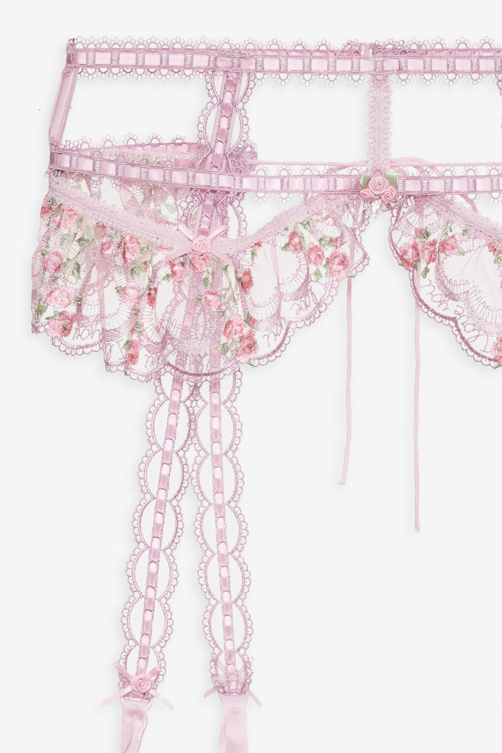 Ily Embroidered Garter Belt — Pink